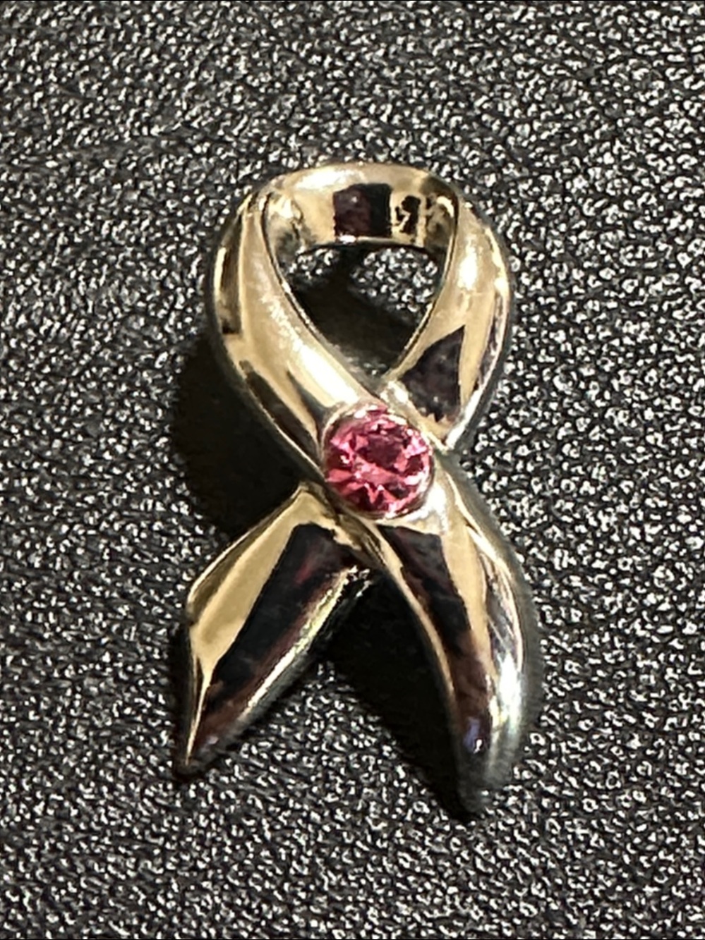Cookie Lee Silver Tone Ribbon Pink Crystal Lapel Tie Tack